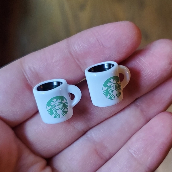 NWOT *RARE* Starbucks Coffee Mug Stud Earrings - Picture 5 of 12